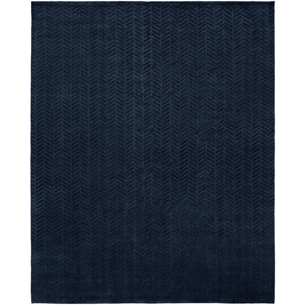 Shop Avalon Navy Blue Wool/Viscose Handmade Geometric Area Rug - 10' x ...