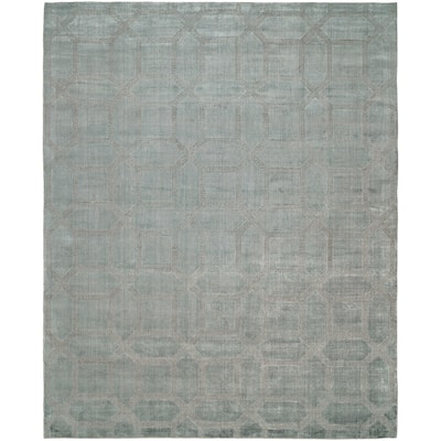 Crystal Blue and Grey Handmade Area Rug