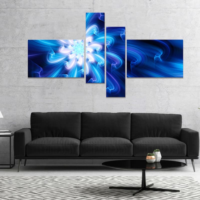 Designart "Exotic Blue Flower Dance of Petals" Floral Canvas Art Print