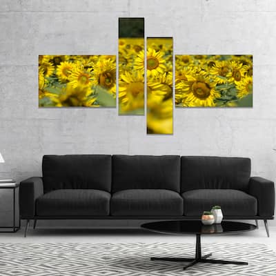 Designart "Bright Yellow Sunflowers Field" Floral Canvas Art Print