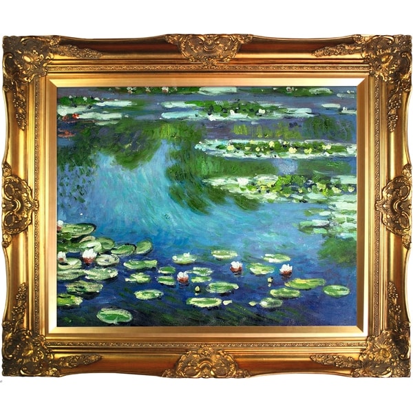 Claude Monet 'Water Lilies' Hand Painted Oil Reproduction - Bed Bath ...