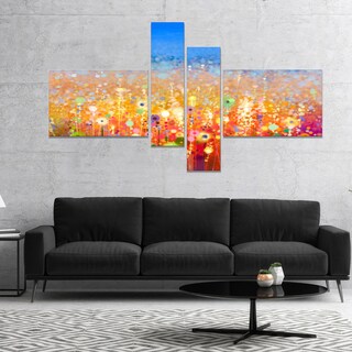 Designart "Abstract Flower Field Watercolor " Large Floral Canvas Art ...
