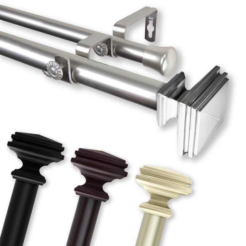 InStyleDesign Mantle 1 inch Diameter Adjustable Double Curtain Rod
