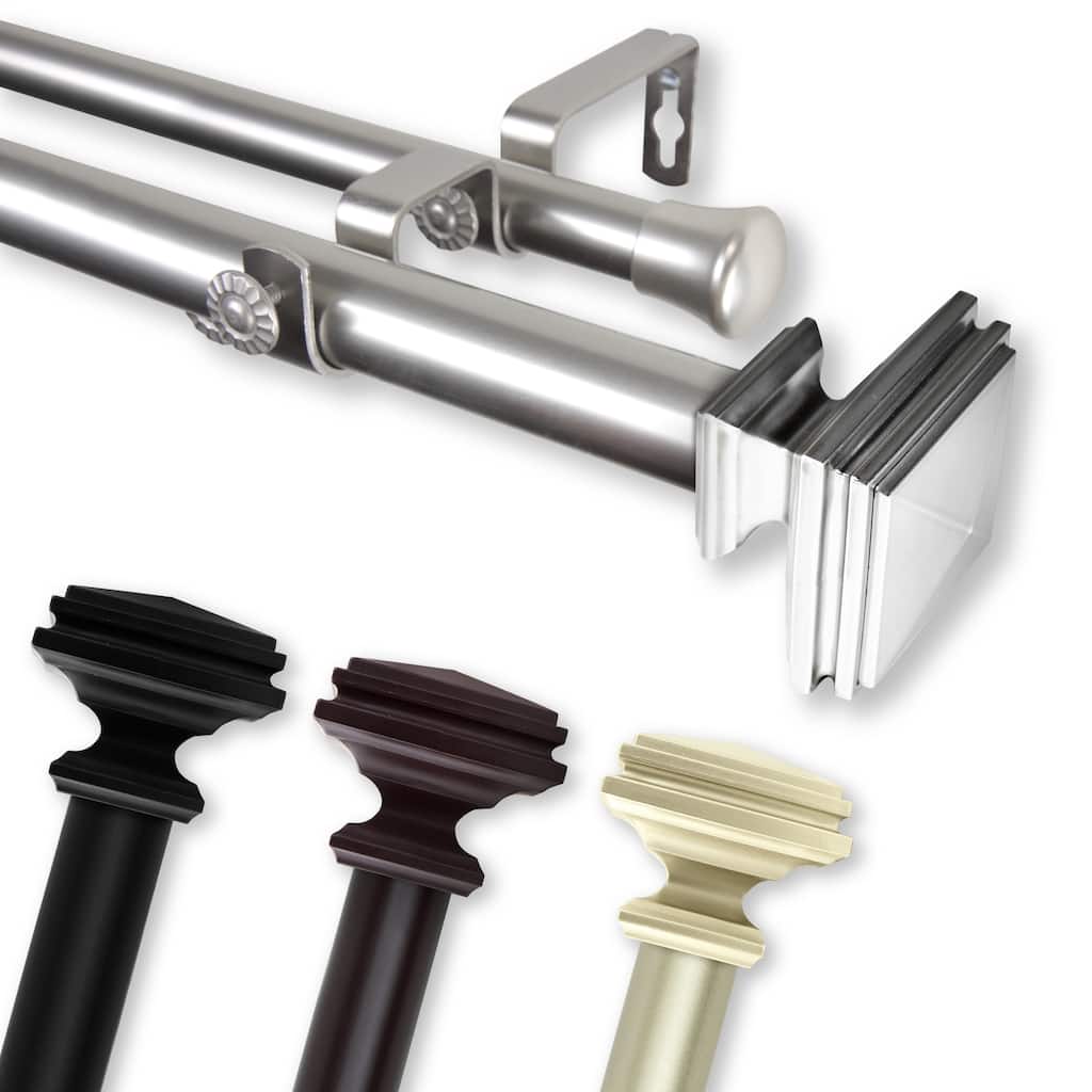 InStyleDesign Mantle 1 inch Diameter Adjustable Double Curtain Rod