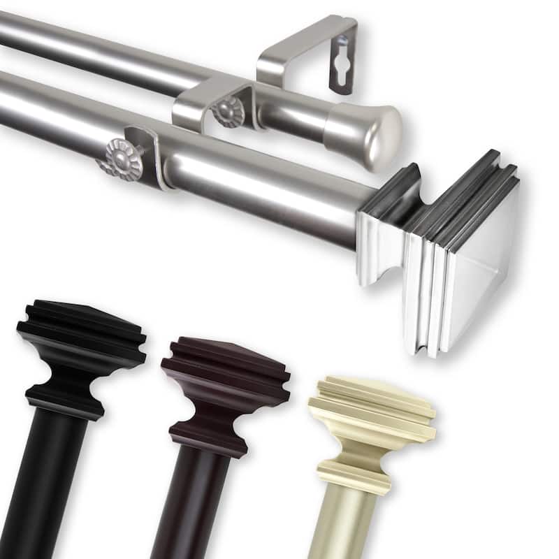 InStyleDesign Mantle 1 inch Diameter Adjustable Double Curtain Rod