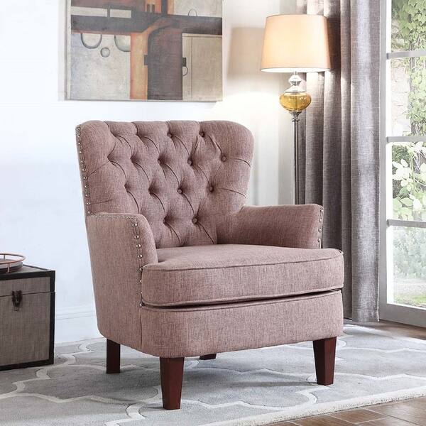 Shop Bentley Button Tufted Accent Chair With Nailhead Trim Brown