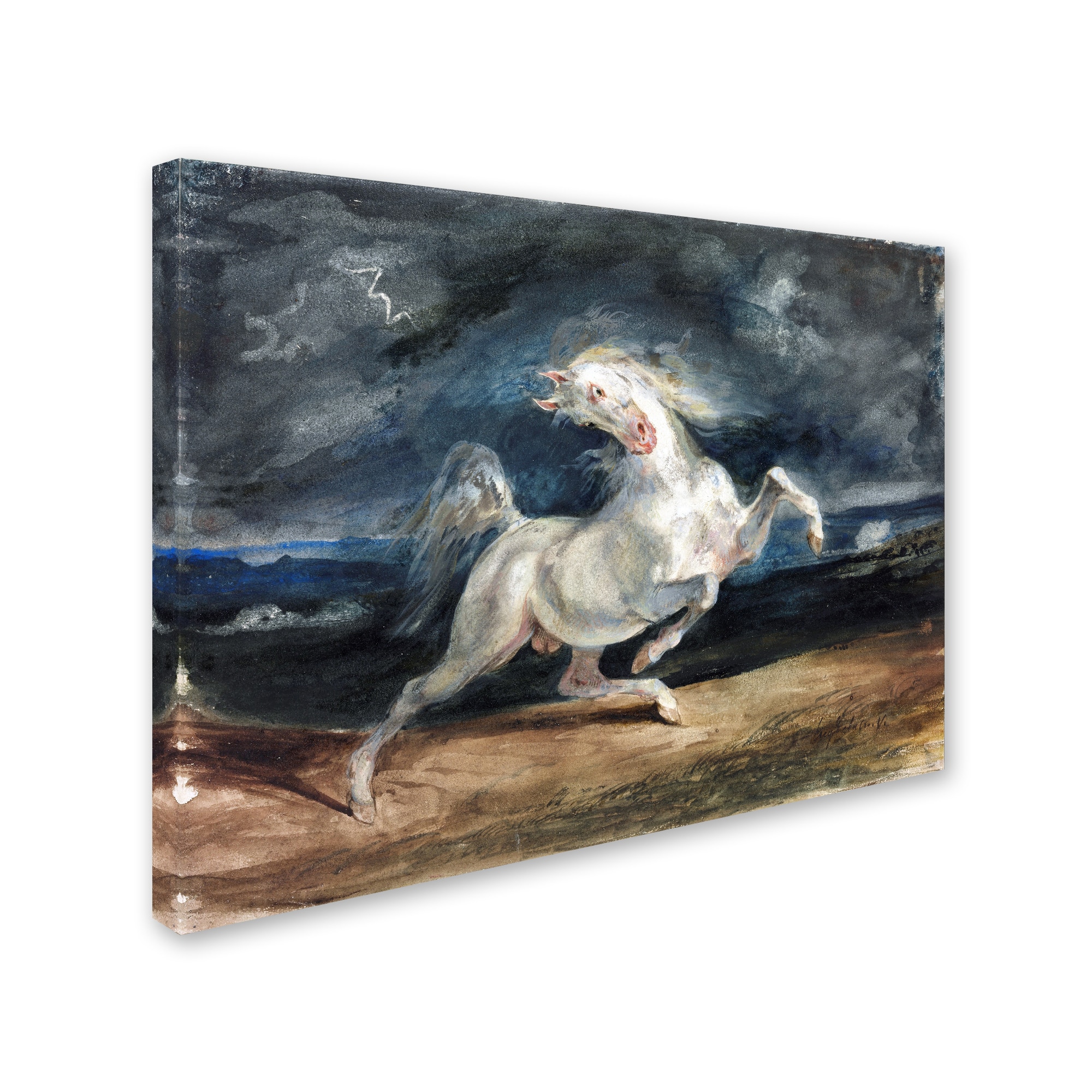 Eugene Delacroix 'Horse Frightened By Lightning' Canvas Art Bed Bath