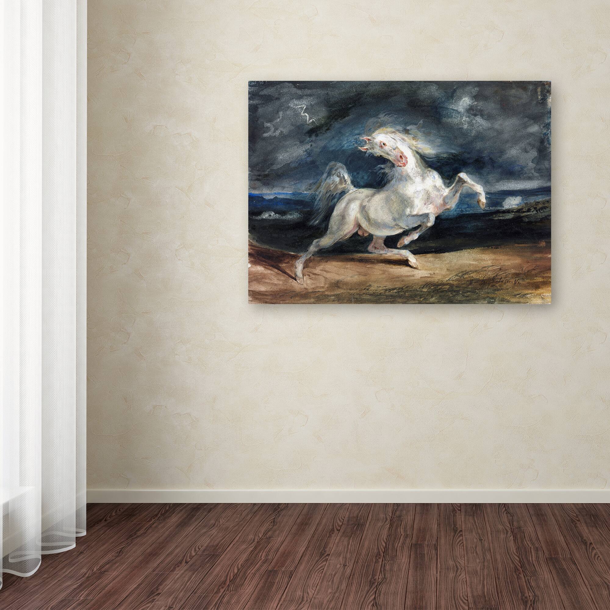 Eugene Delacroix 'Horse Frightened By Lightning' Canvas Art Bed Bath