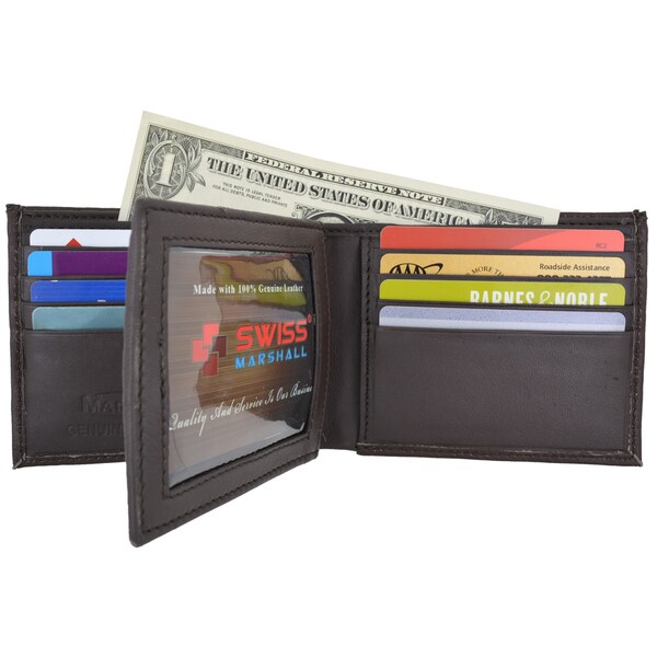 RFID Blocking Premium Leather Men/'s Multi Card Compact Center Flip Bifold Wallet