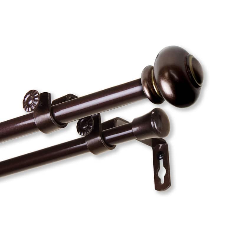 InStyleDesign Monroe Adjustable Double Curtain Rod - 28-48 Inch - Cocoa