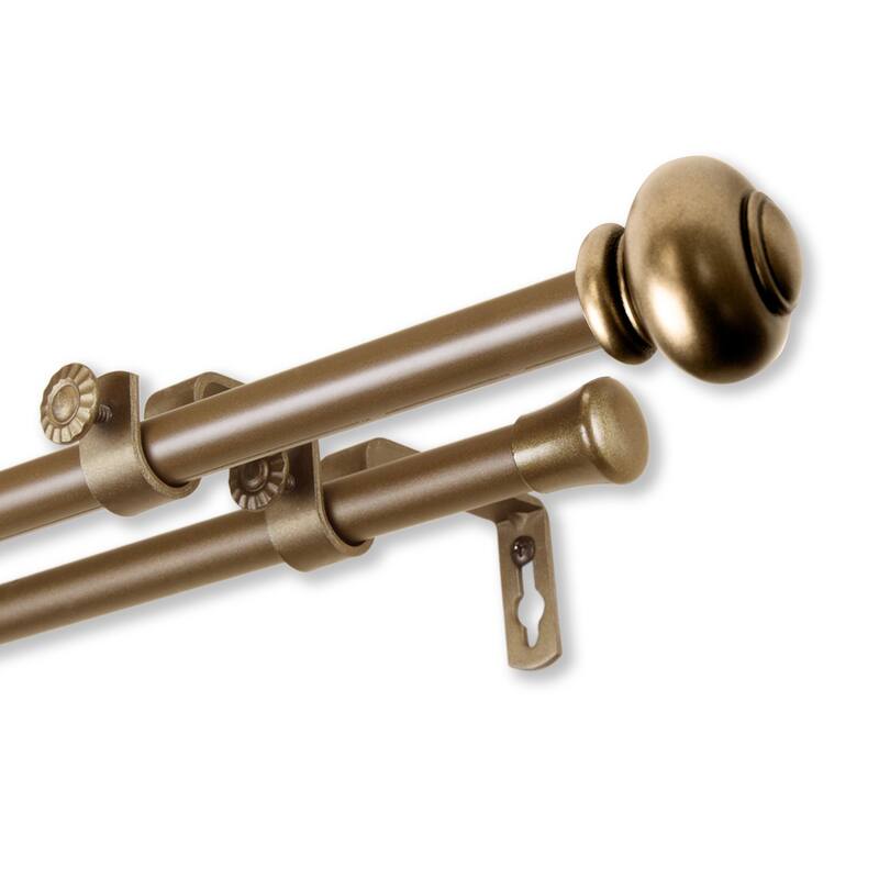 InStyleDesign Monroe Adjustable Double Curtain Rod - 48-84 inch - Antique Gold