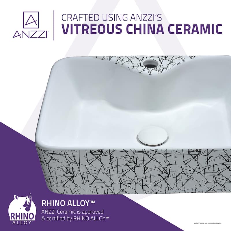 ANZZI Belgian Stitch Series Ceramic Vessel Sink in Grey