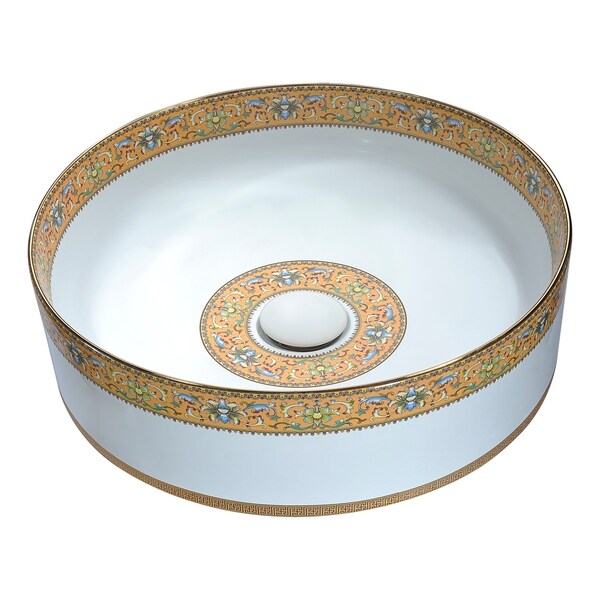 Saint Amand 大皿 BYZANTIN ANZZI Byzantian Series Ceramic Vessel Sink in Mosaic Gold - Bed