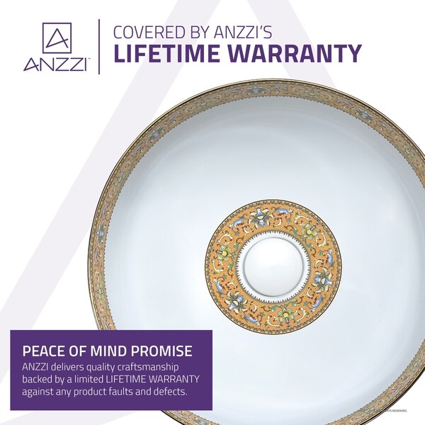 ANZZI Byzantian Series Ceramic Vessel Sink in Mosaic Gold - Bed
