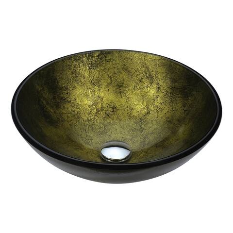 ANZZI Posh Series Deco-Glass Vessel Sink in Verdure Gold