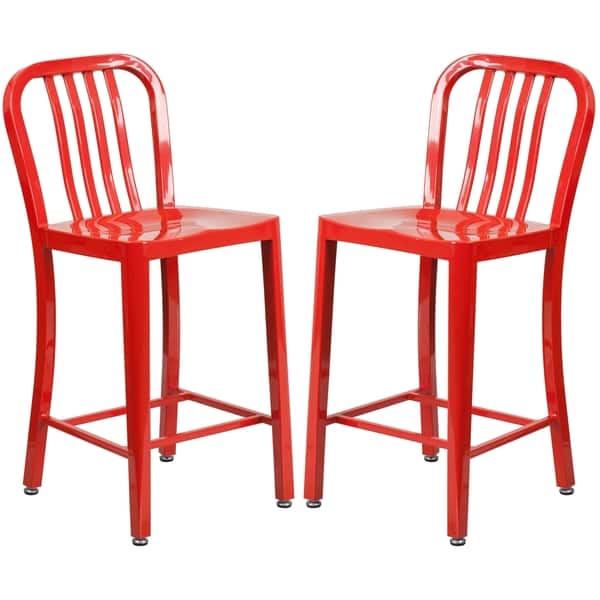 Veronica Slat Back Design Red Metal Counter Stools Overstock 16958248