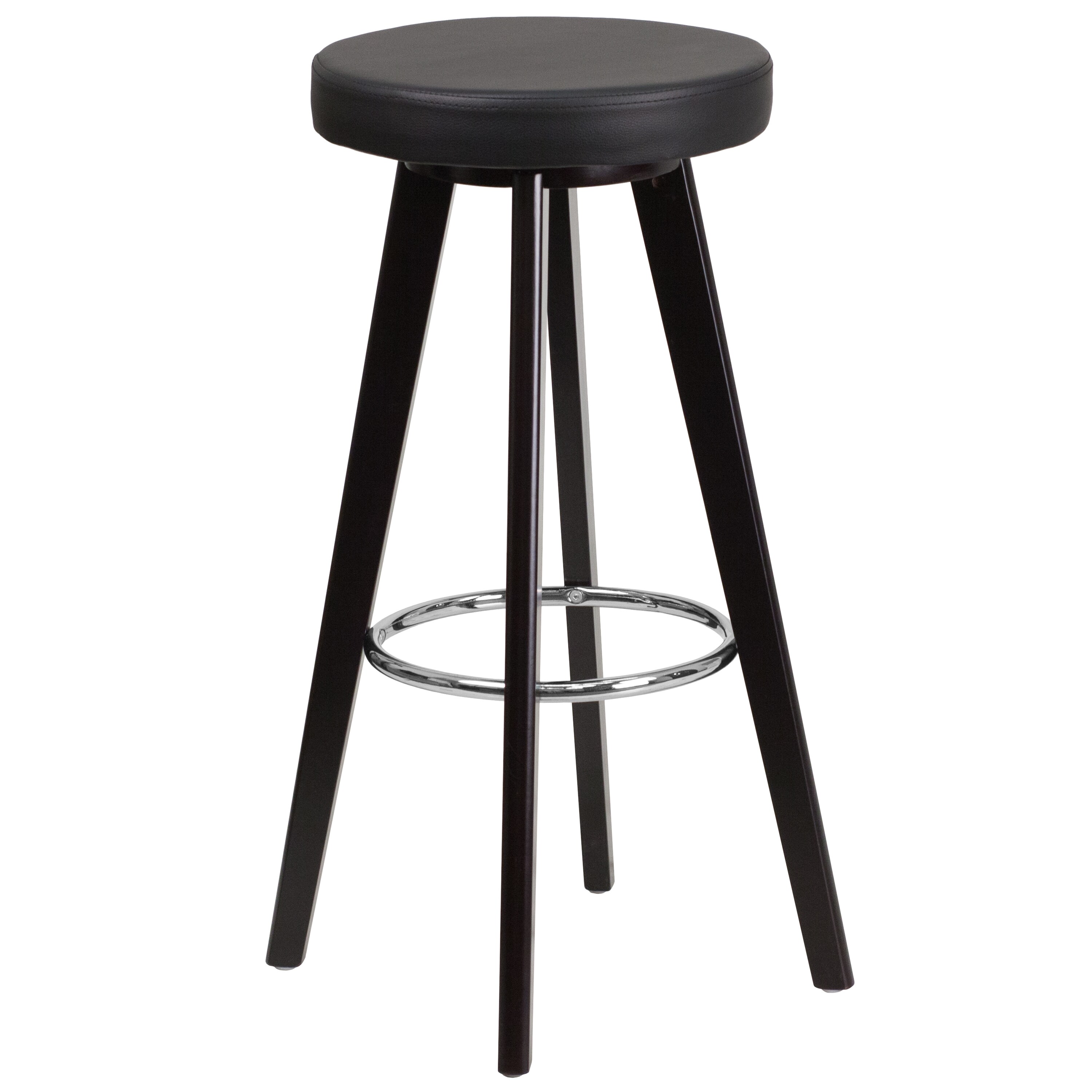 black upholstered bar stool