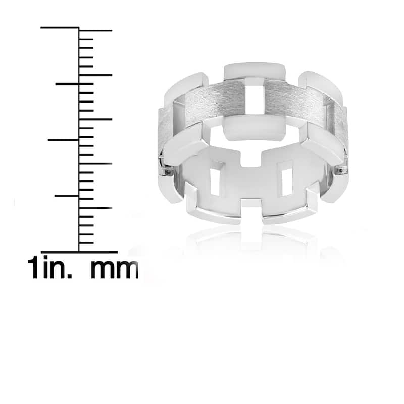 14k White Gold Solid Brushed Mens Heavy Weight Wedding Band 8MM