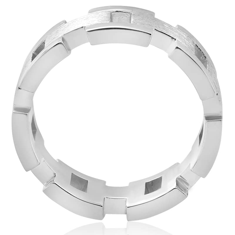 14k White Gold Solid Brushed Mens Heavy Weight Wedding Band 8MM