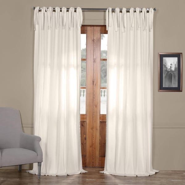 Exclusive Fabrics Solid Cotton Tie-Top Curtain