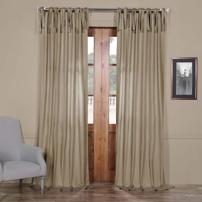 Exclusive Fabrics Solid Cotton Tie-Top Curtain (1 Panel) - 50 X 96 - Sandstone