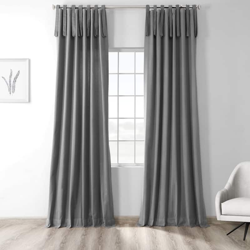 Exclusive Fabrics Solid Cotton Tie-Top Curtain (1 Panel) - 50 X 96 - Metal Grey