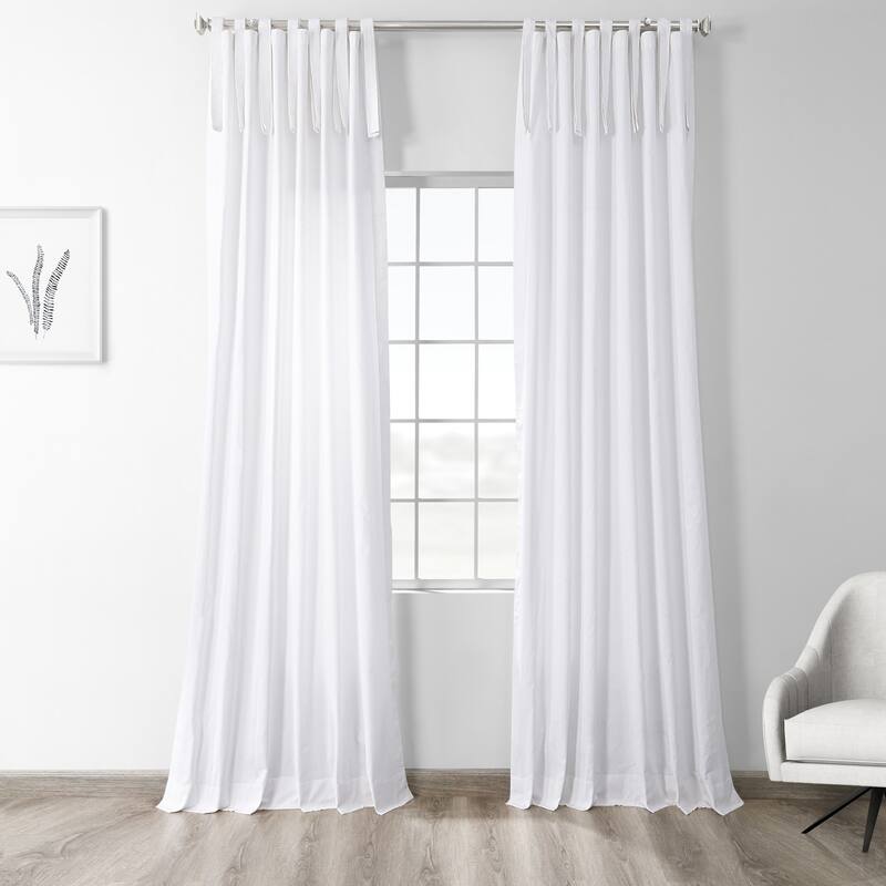 Exclusive Fabrics Solid Cotton Tie-Top Curtain (1 Panel) - 50 X 84 - White