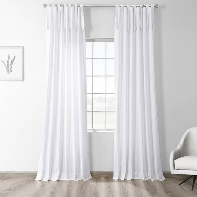 Exclusive Fabrics Solid Cotton Tie-Top Curtain (1 Panel) - 50 X 108 - White
