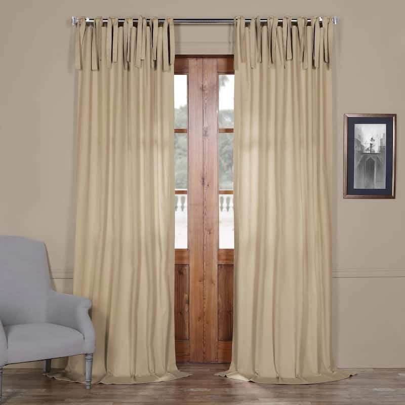 Exclusive Fabrics Solid Cotton Tie-Top Curtain (1 Panel) - 50 X 96 - Shaker Beige
