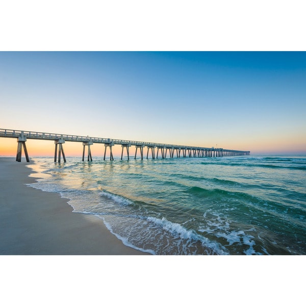 Noir Gallery Pier At Sunrise In Panama City Beach Florida Noir Gallery Pier At Sunrise In Panama City Beach Florida Photo Print On Metal