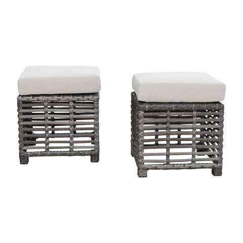 Panama Jack Graphite Set Of 2 Small Ottomans