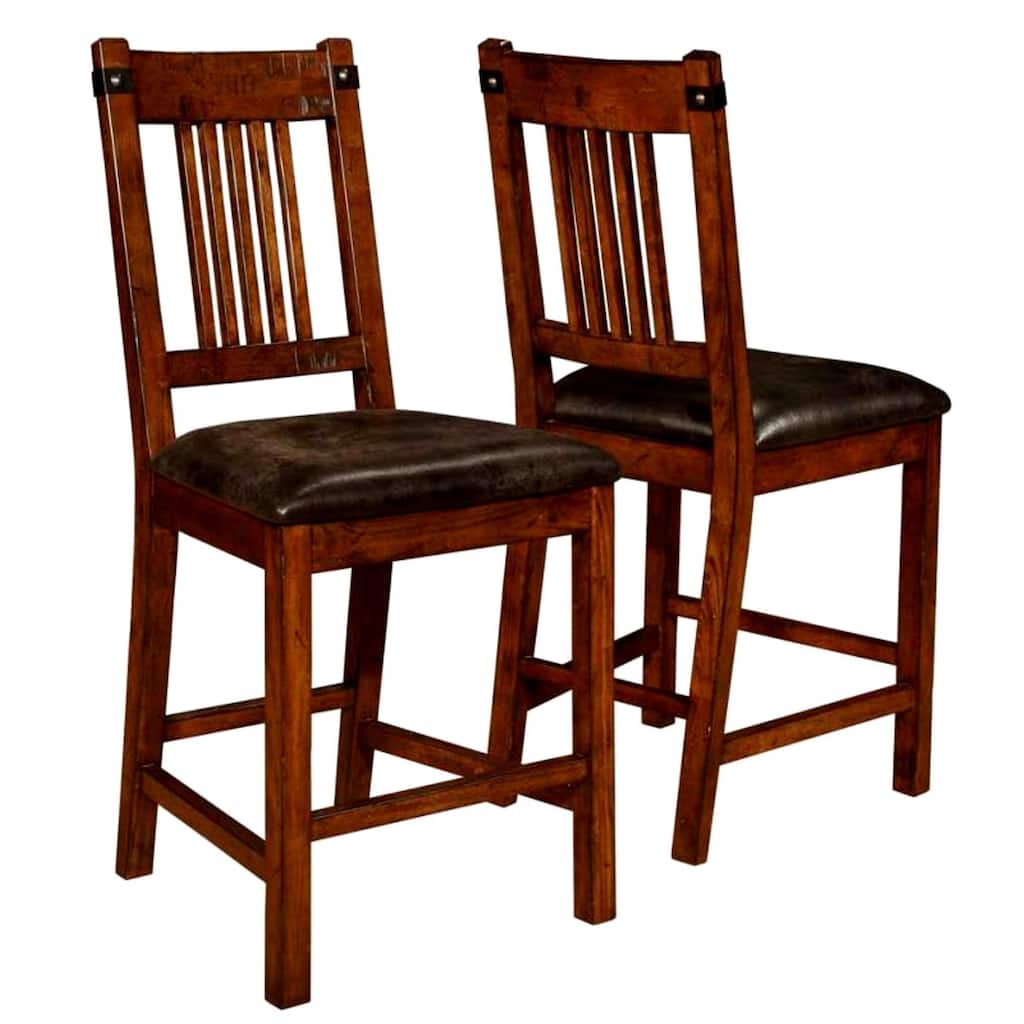Rimon Solid Wood Mission Style Rustic Counter Height Dining Stools (Set of 2)