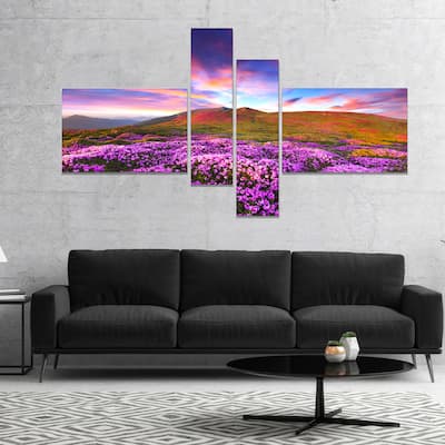 Designart "Magic Pink Rhododendron Flowers" Landscape Canvas Art Print