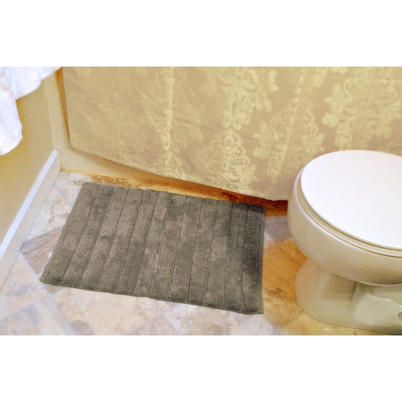DII Ribbed Quick-Absorbing Cotton Solid Bathroom Rug