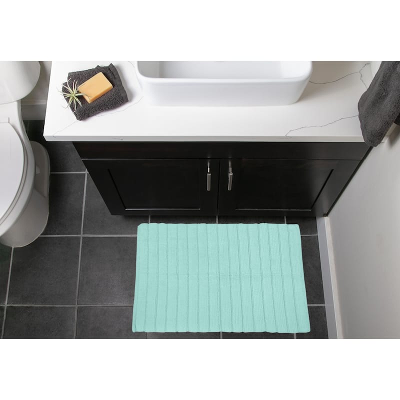 DII Ribbed Quick-Absorbing Cotton Solid Bathroom Rug
