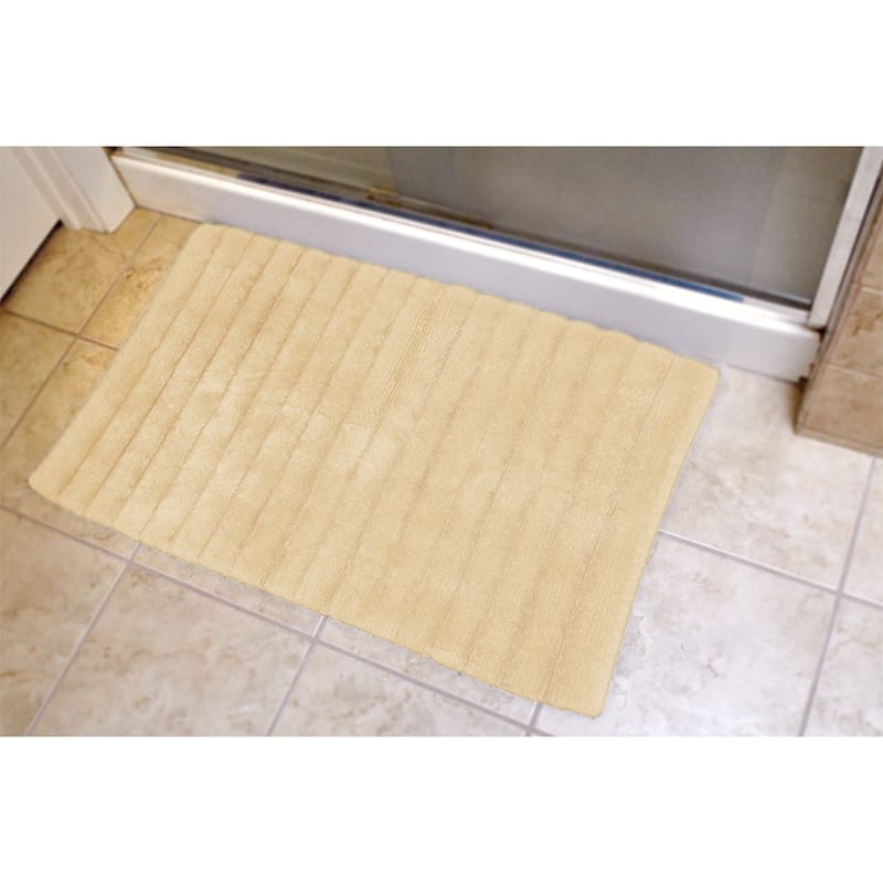 DII Ribbed Quick-Absorbing Cotton Solid Bathroom Rug