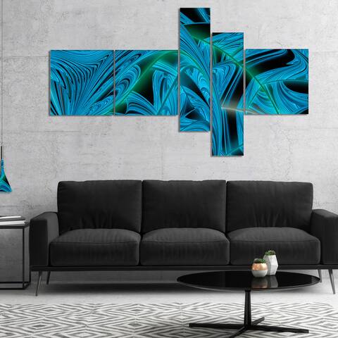 Designart "Blue Winter Fractal Pattern" Abstract Art on Canvas