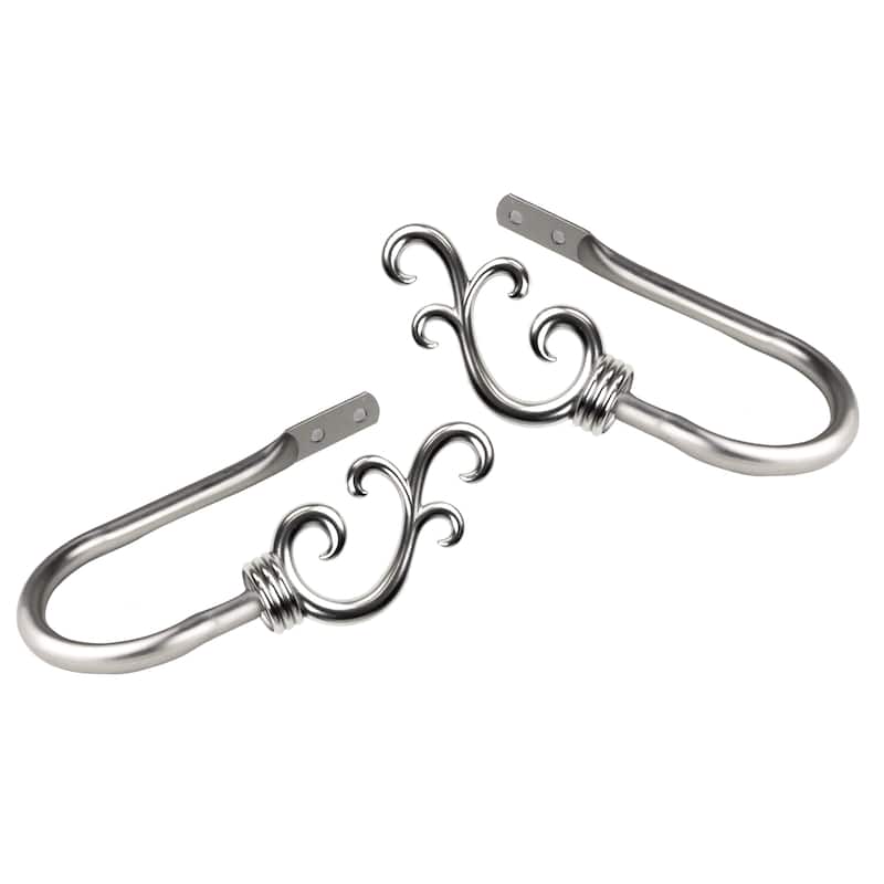 InStyleDesign Sway Curtain Holdback Pair - n/a - Nickel Finish/Satin/Silver Finish - satin nickel