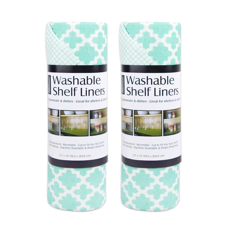 Washable Fridge Liners - Lattice Aqua - Shelf Liner (Set of 2) 12 x 120"