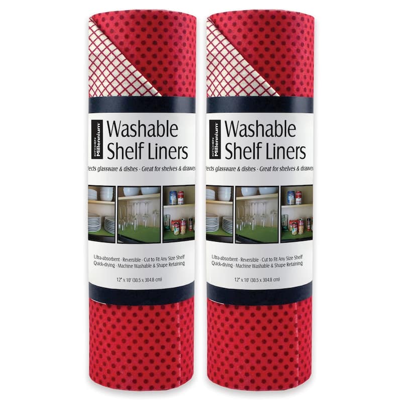 Washable Fridge Liners - Dots Tango Red - Shelf Liner (Set of 2) 12 x 120"
