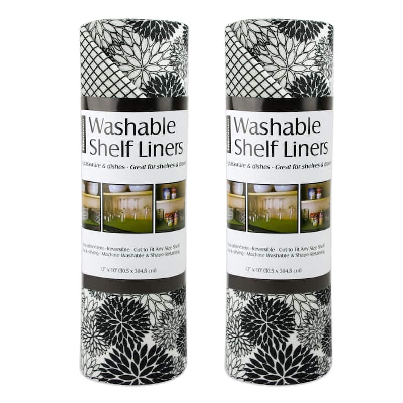 Washable Fridge Liners - Dahlia Black - Shelf Liner (Set of 2) 12 x 120"