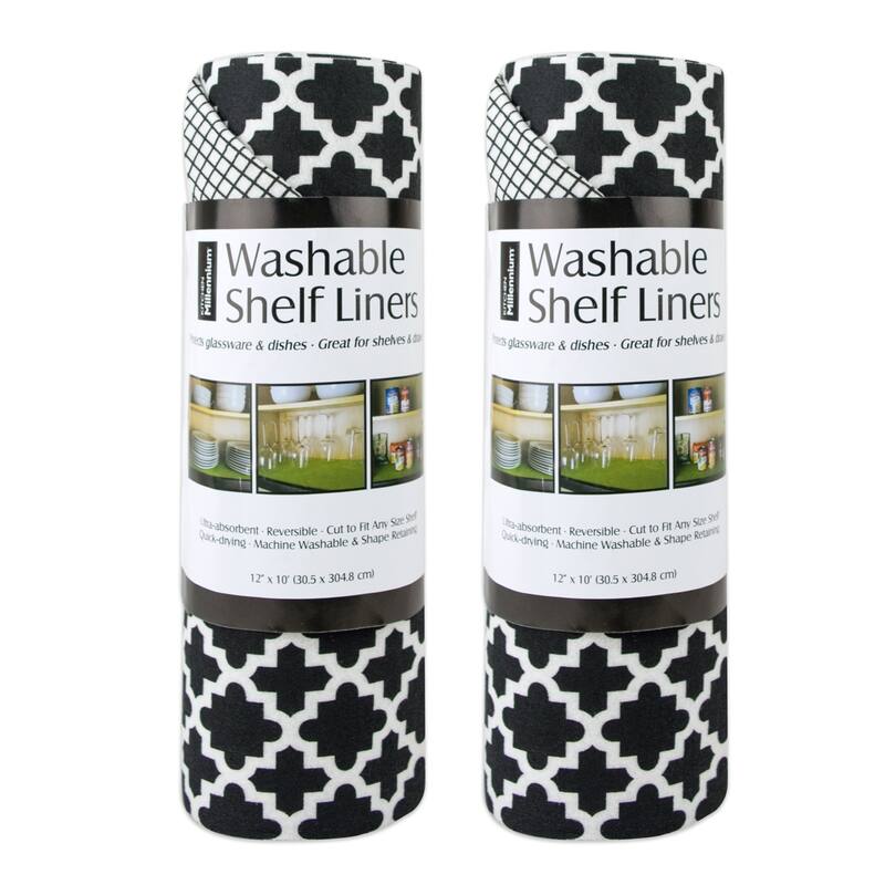 Washable Fridge Liners - Lattice Black - Shelf Liner (Set of 2) 12 x 120"