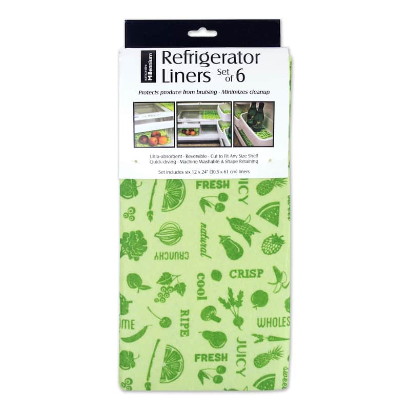 Washable Fridge Liners - Veggies Green - Fridge Liner (Set of 6) 12 x 24"