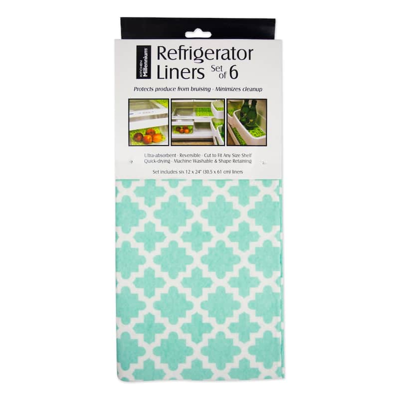 Washable Fridge Liners - Lattice Aqua - Fridge Liner (Set of 6) 12 x 24"