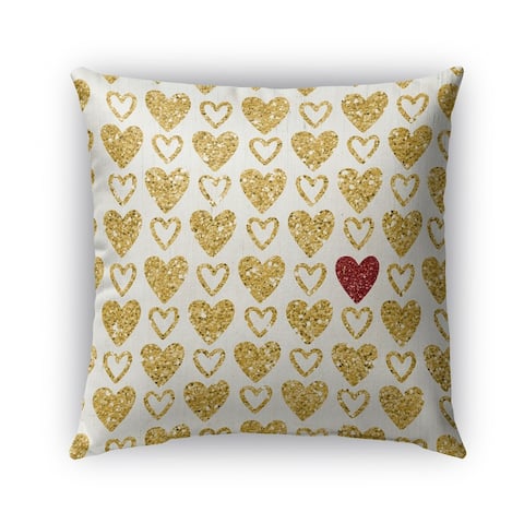 Kavka Designs gold; red one red heart outdoor pillow with insert