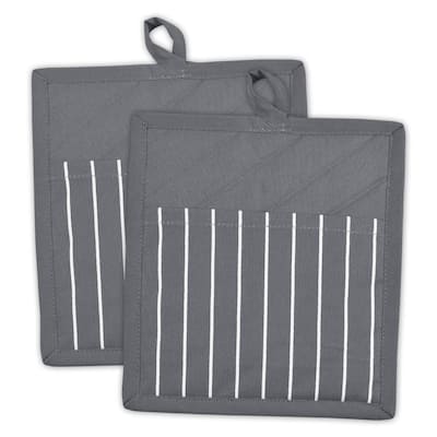 Grey Stripe Pocket Mitt Set