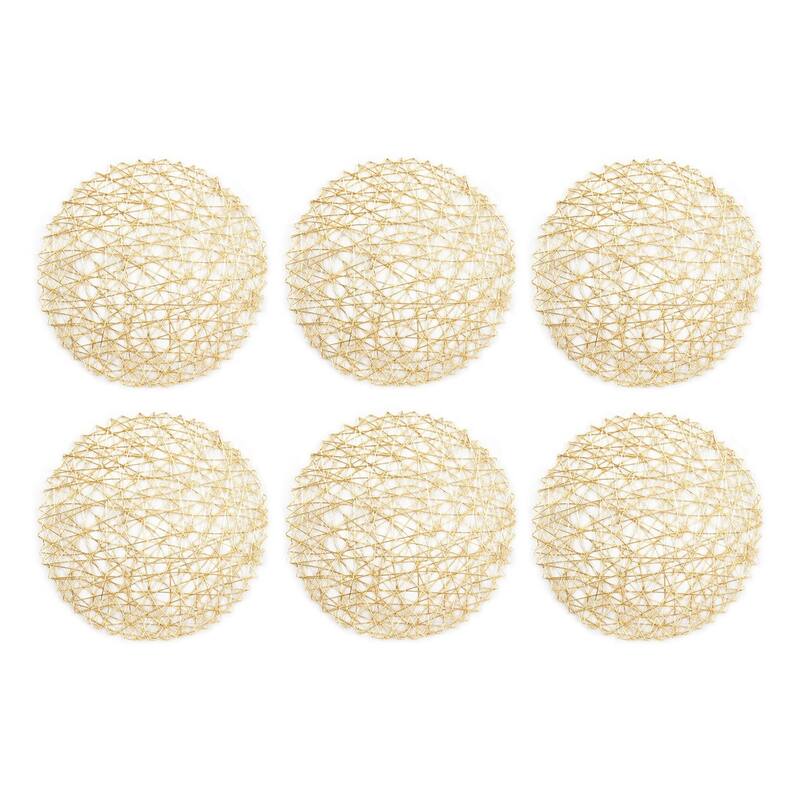 Gold Woven Paper Round Placemat ( Set of 6)