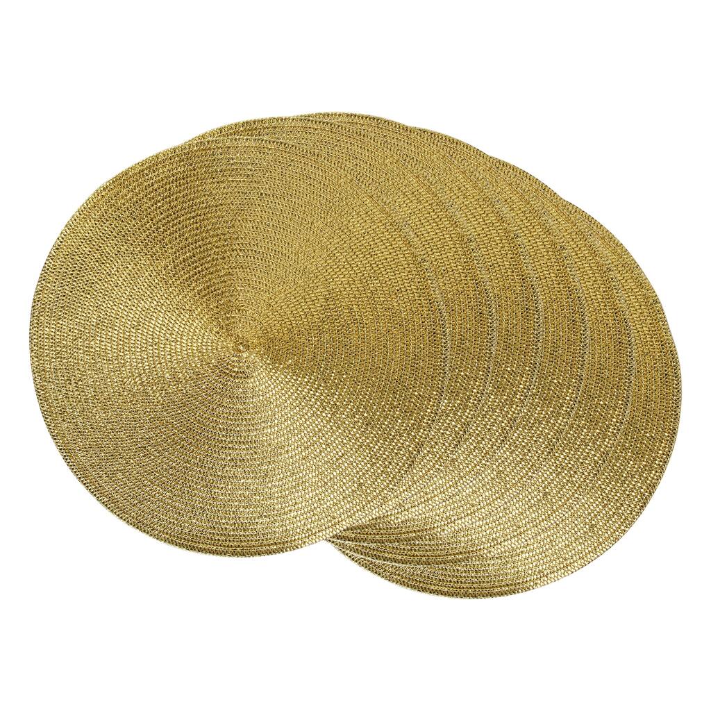 Metallic Goldtone Round Woven Placemats (Set of 6)