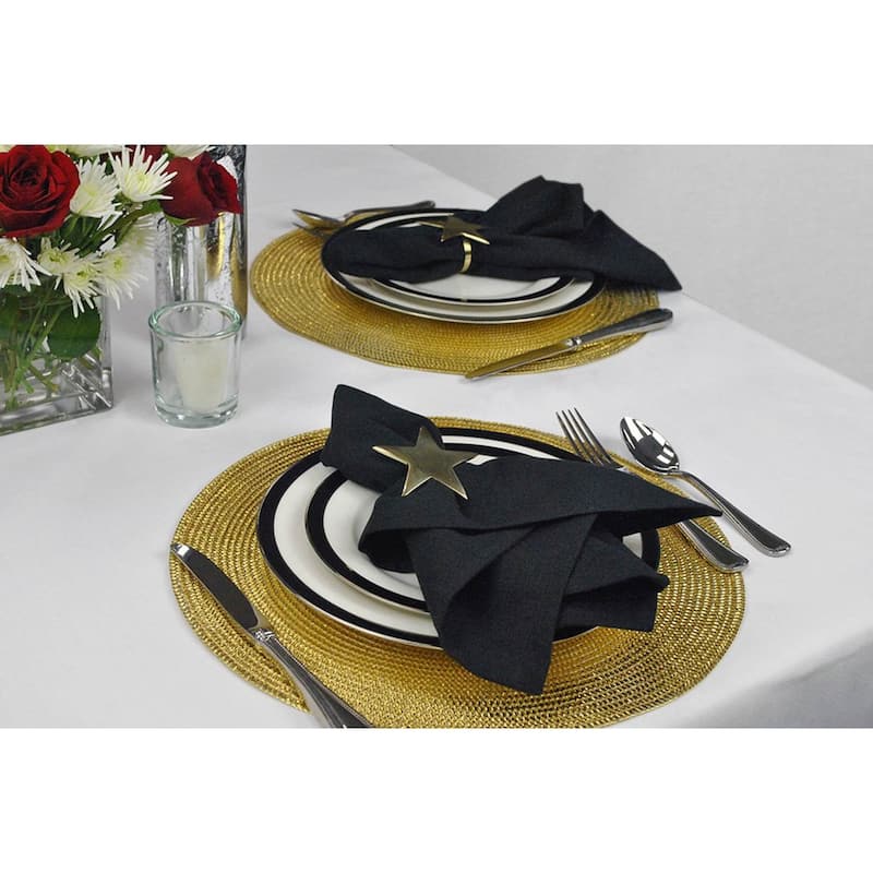Metallic Goldtone Round Woven Placemats (Set of 6)