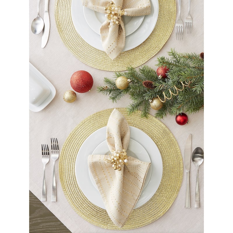 Metallic Goldtone Round Woven Placemats (Set of 6)